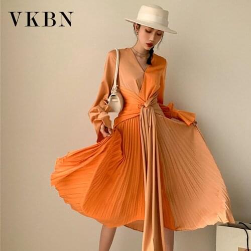 VKBN Spring Autumn Dresses Woman 2021 Party Night Empire Long Sleeve Patchwork Dress Elegant Vestidos De Fiesta Fashion