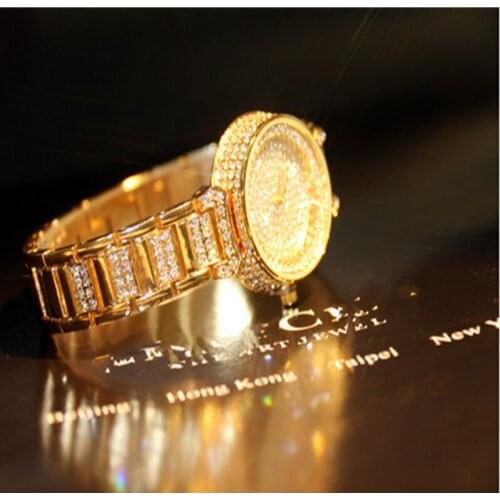 High Quality Imported Quartz Movement Female Watches High-End Chain Watches Full Rhinstone Womens Watch