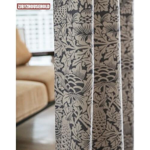 William Morris American British Curtain Retro Light Luxury High Precision Blackout Curtains for Living Dining Room Bedroom