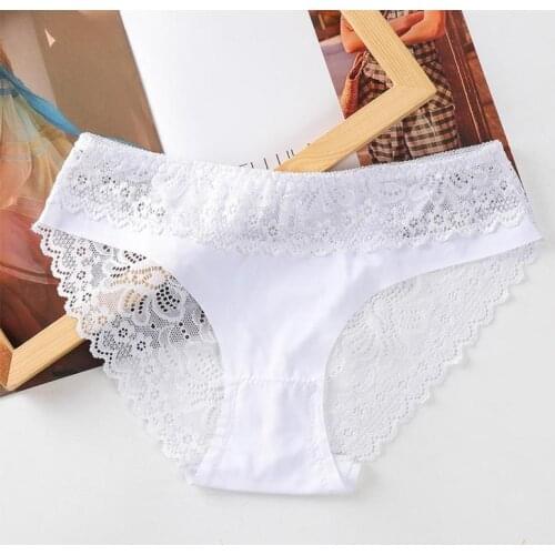 Women Lace Low-waist Briefs Sexy Panties Female Breathable Embroidery Transparent Underwear G String Underpant Lingerie