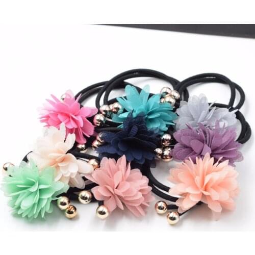 8PCS Women Cute Hair Accessories Headband multilayer Flower Ponytail Holder Plastic Ball Hair Ring Elastic Kids Hair Band