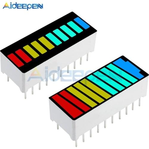 5Pcs/lot 10 Segment 4 Color LED Display Module Battery Level Bar Graph Power Display Indicator Module Red Yellow Green Blue
