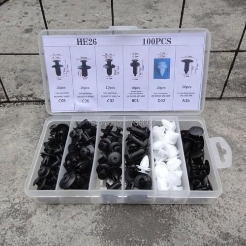 100Pcs Clip 6 Size Automotive Push Pin Retainer Assortment Kit For Audi A5 A6 Bmw For Toyota Honda