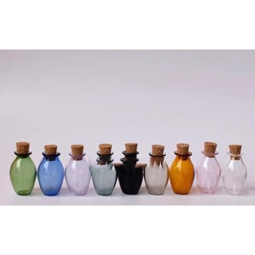 2Pcs 1:12 Scale Cute Mini Dollhouse Miniature Glass Color Bottles Cork Bottles Tiny Jar Model