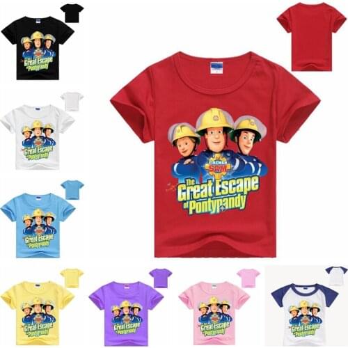 2020 Baby Girls Clothing Cotton 3D Cartoon T-Shirts Fireman Sam Print Boys Clothes Children Kids Costume Short Sleeve Tee Tops