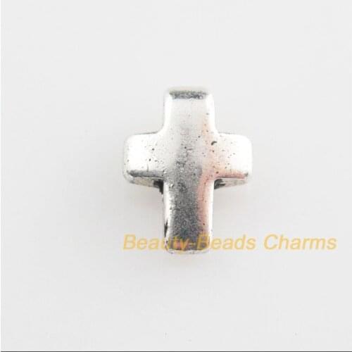 New 40Pcs Tibetan Silver Color Tiny Smooth Cross Charms Pendants 8x11mm