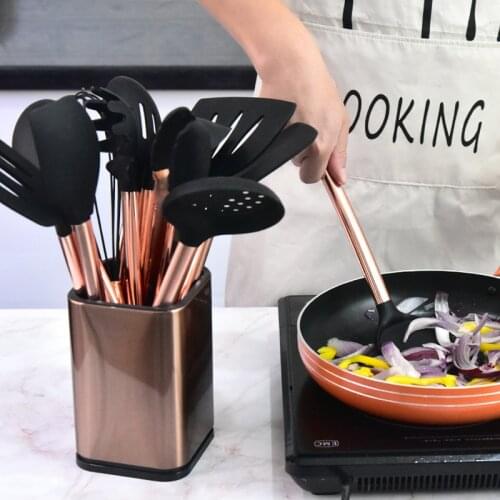 Non-stick Silicone Kitchen Kit Gold-plated Tube Handle Silica Gel Kitchenware Home Cooking Scoop
