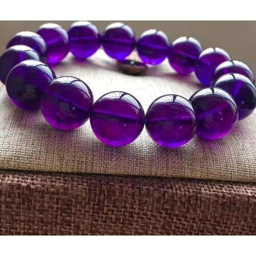 Top Quality Natural Amethyst Quartz Purple Crystal 14mm Round Beads Bracelet Women Men Fashion Gift Healing Stone AAAAA
