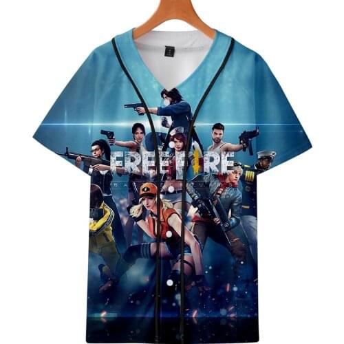 Brand New Digital Free Fire 3D baseabll t shirt cosplay short sleeve t-shirt t shirts casual gamer clothing v-neck tshirt tops