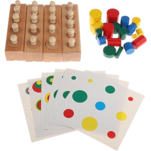 Wood Montessori Cylinder Socket Shape Matching Toys for Kid Math Handcrafted