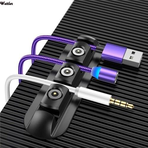 Cable Holder Silicone USB C Cable Organizer For Mouse Keyboard Earphone Headset 4 Clips black Winder Management Holder