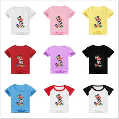 Kids Summer Baby Boy Girl Short Sleeve T Shirts Cartoon Mickey Print Childrens Tshirt Casual Funny Baby Clothes Top Tee Custome