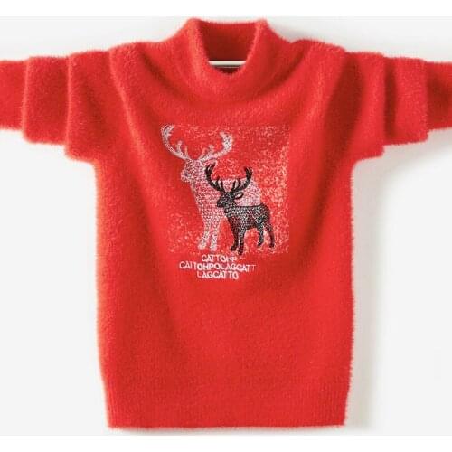 Kids Boys autumn / winter new cotton knit sweater hedging big virgin plus velvet shirt