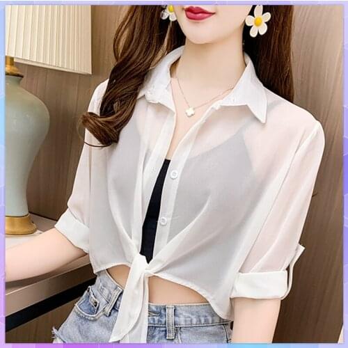 Elegant Chiffon Beach Cover Up White Tunic Pareos Bikinis Cover Ups Summer Crop Top Shawl Thin Coat Cardigan Swimsuit Cover Up
