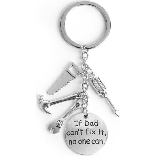 If Dad Can't Fix It,no one can Coin Pendant Keychain Mini Saw Wrench Tool Key Ring Dad Fathers Day Gift