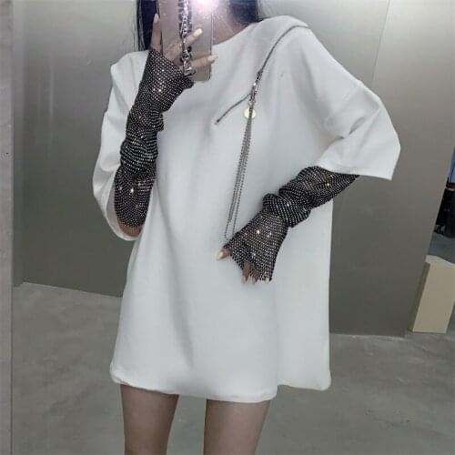 Gothic Punk Street Girls Long Sleeve T Shirt Women Off Shoulder Tops Patchwork Oversized Tshirt Harajuku Hip Hop Tees