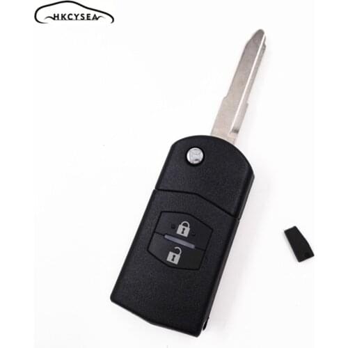 HKCYSEA 2 Buttons 315/433MHZ Flip Folding Remote Key with 4D63 Chip for Mazda 3 6 M3 M6