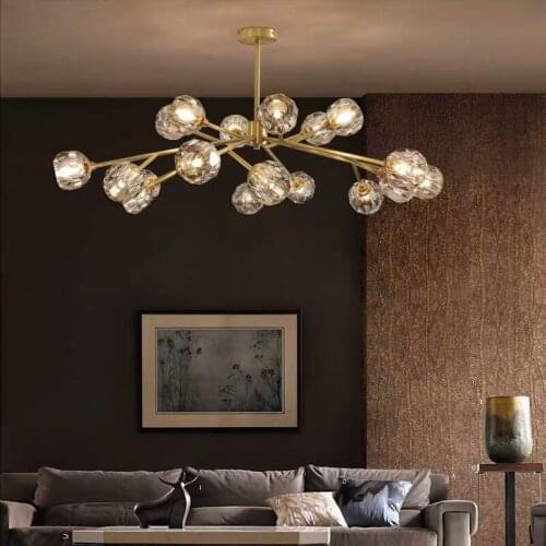 Crystal copper pendant ligh for bedroom dining room rose gold lights luminaire suspension italian lamp fixtures