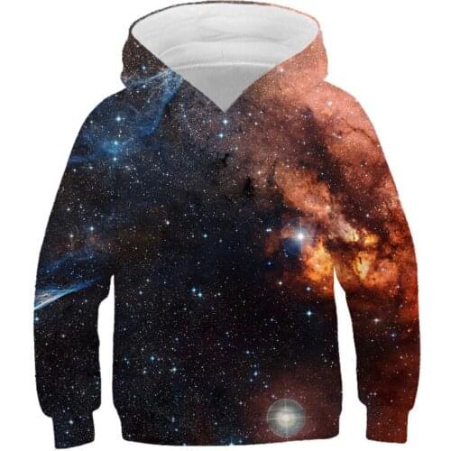 Harajuku Galaxy Boys Girls 3D Hoodie Autumn Childrens Beautiful Milky Way Clothes Hoodies Kids Casual Clothes Pullover 4T-14T