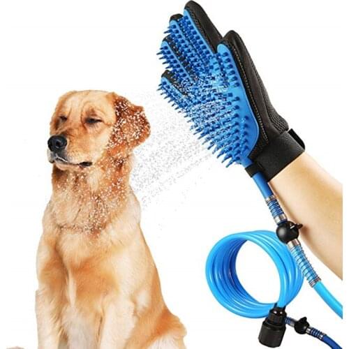Dog Bath Tool Sprayers Glove Silicone Pet Brush Cleaner Push on Tap Shower Head Pet Supplies Paw Washer for Dogs