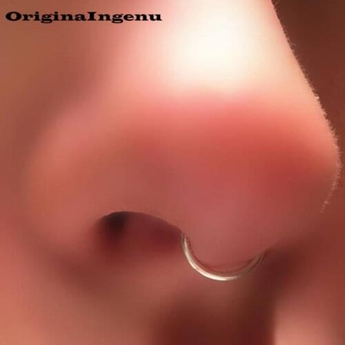 Gold Filled Fake Nose Ring 925 Silver Fake Piercing Jewelry Nose Ring Handmade Tiny Septum Hoop Boho Women Jewelry Nose Ring