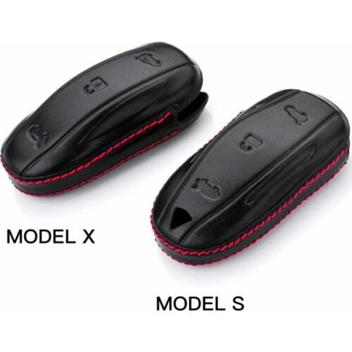 Leather Car Smart Remote Key Fob Case Holder Cover For Tesla Model X S Auto Car Key Shell Cover Case Cap Bag Protector