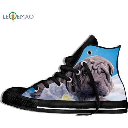 Custom Logo Image Printing Sneakers Shoes Boys Girls Shar Pei Dog Rock Roll ComfortableDesign Canvas Zapatos De Mujer Outdoor