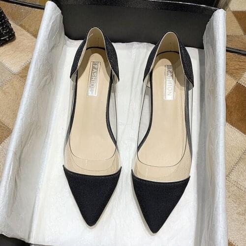 Summer Women Flats Heeled Slip on Shoes Woman Ballet Flats Pointed Toe Dress Shoes Transparent Shallow Ladies Shoes Mujer Pisos