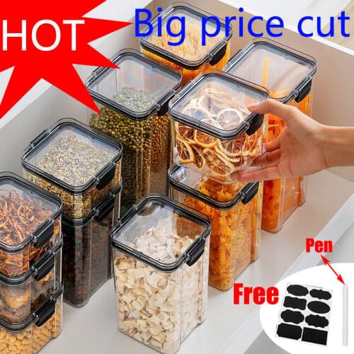1800ml set Stackable Kitchen Sealed Jar Plastic Food Storage Box Multigrain Tank bottle Dried Fruit Tea Jar Storage Containers