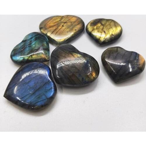 Natural Polished Labradorite quartz Hand Carved Heart-Shaped Crystal heart Healing