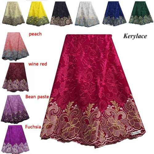 New Arrival African Swiss Voile Lace Fabric In Switzerland High Quality Fushia Pink Cotton Sewing Material 5 Yards KRL-32266