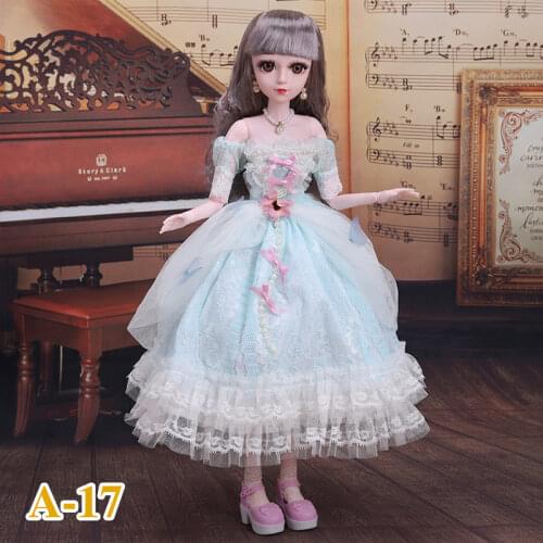 60cm BJD Doll Clothes Lace Dress with Bow Hairdress Fits 1/3 BJD Doll Girl Dress Up Toys 22 Inch Doll Accessories