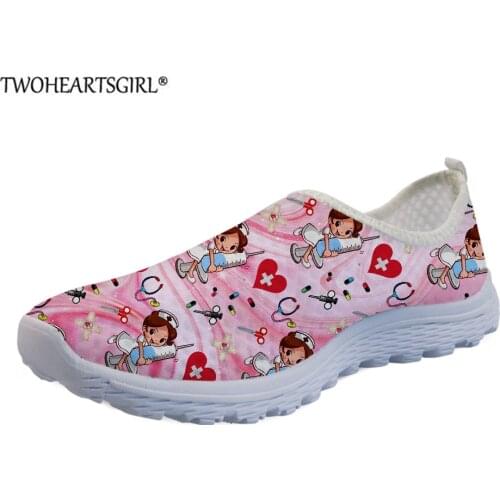 2021 New Womens Flats Sneakers for Ladies Pink Nurse Mesh Shoes Premium Sketch Physio Medical Footwear Slip On Beach Shoes