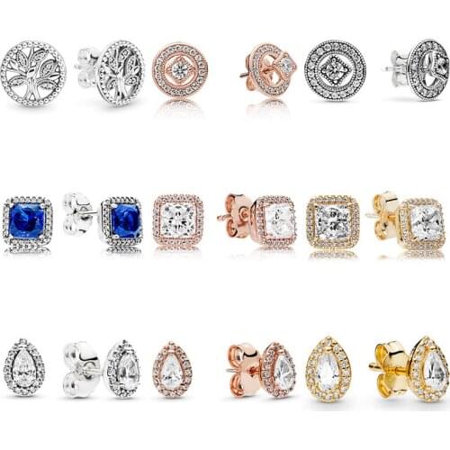 9 Style Silver Color Earrings Family Tree Water Drop Crystal Earrings For Women Wedding Party Jewelry