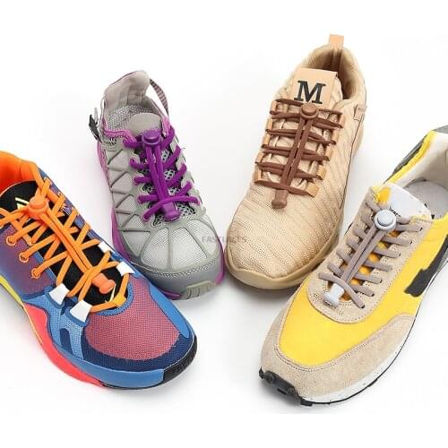 1Pair Spring Lock Shoelaces No Tie Shoelaces Sports Elastic Shoelace Suitable For All Shoes Lazy Laces Sneaker Shoe Accessories