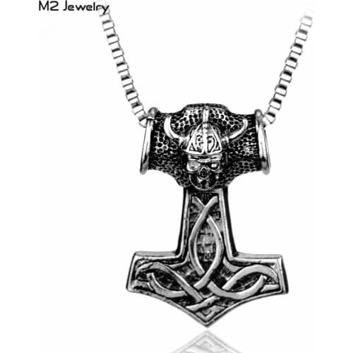 Viking Nordic Mythology Pirate Necklace Men Skull Head Ancient Necklaces Pendants Men Punk Jewelry