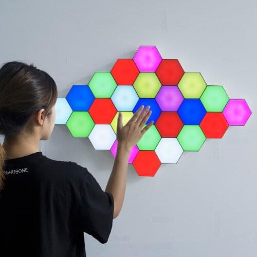 Modern LED Night Light Loft Honeycomb Modular Assembly Touch Wall Lights Quantum Lamp Magnetic Interior DIY Decoration Lighting