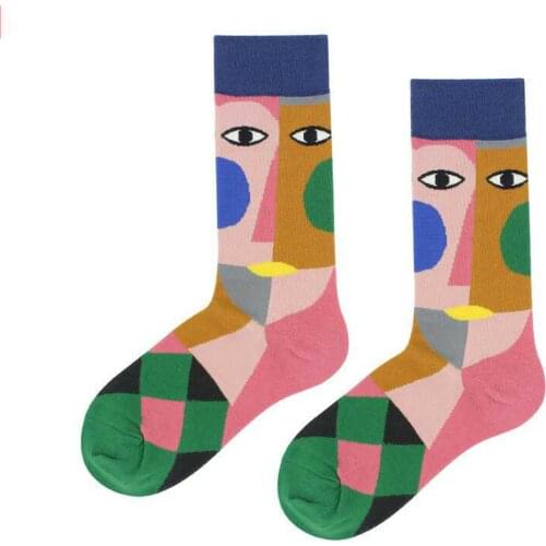 Hip Hop 2021 Vintage Cotton Casual High Middle Tube Funny Print Harajuku Basket0ball Male Sports Compression Mens Socks Unisex