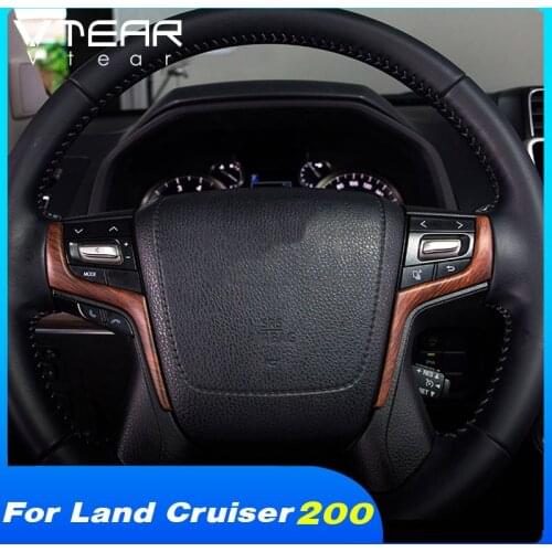 Vtear inner car interior parts steering wheel button trim accessories styling cover decoration For Toyota LAND CRUISER 200 2020
