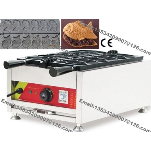High Quality Stainless Steel Commercial Use Non-stick 110v 220v Electric 6pcs Taiyaki Fish Waffle Machine Baker Maker Iron Mold