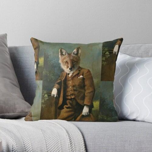 Young Master Fox Throw Pillow 100% Cotton Decor Pillow Case Home Cushion Cover 45*45cm