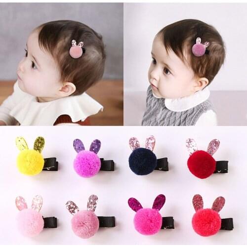 Yundfly 5pcs/lot Lovely Ball Barrette Baby Hair Clip Cartoon Rabbit Hairclips Hairpin Kids Girl Hairgrip Head Accessories