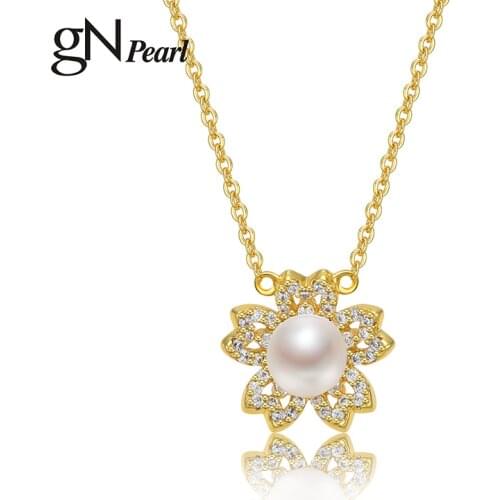 GNPearl Genuien Pearl Minimalist Pendant Necklaces 925 Sterling Silver 6-7mm Natural Freshwater Drop Shape Choker Chain gN Pearl