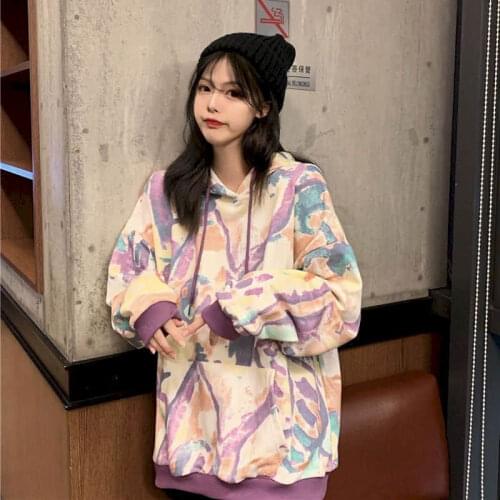 2021 Spring Autumn Hoodies Women Long Sleeve Jacket Oversized Sweatshirt Korean Goth Clothes Harajuku Tops Print Streetwear
