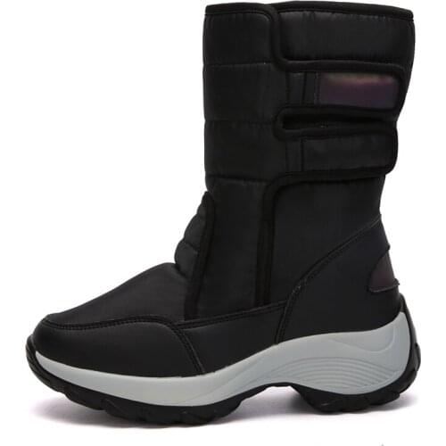 Womens Shoe Botas Women High Platform Shoes Chunky Woman Leather Motorcycle Ladies Oxford Cloth Warm Snowfield Women Boots