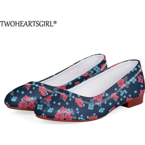 Flats Pretty Rose Print Women Leather Loafer Fashion Flat Female Ladies Shoes Basic Boat Shoes Comfortable Work Shoes Plus Size
