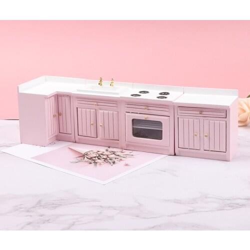 1:12 Dollhouse Miniature Corner Cabinet Wash Basin Cooking Bench Accessories for Kitchen