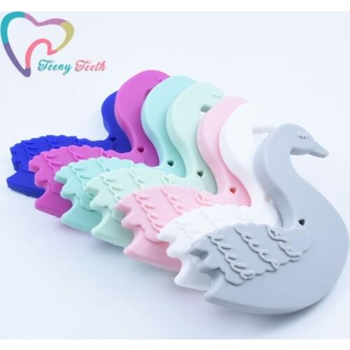 Teeny Teeth 1 PC Swan Silicone Animal Teether BPA Free Baby Pacifier Chain Accessories DIY Teething Jewelry Nursing Baby Pendant