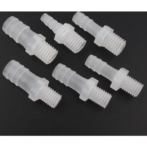 10pcs/lot M10 M12 Male Thread To 4~12mm Food Grade PP Straight Pipe Connectors Aquarium Air Pump Parts Fish Tank Hose Joints