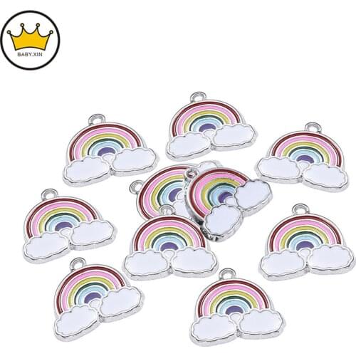 10PCS Oil Drop Rainbow Enamel Charms DIY Jewelry Bracelet Necklace Pendant Charms Alloy Tone Enamel Floating Charm
